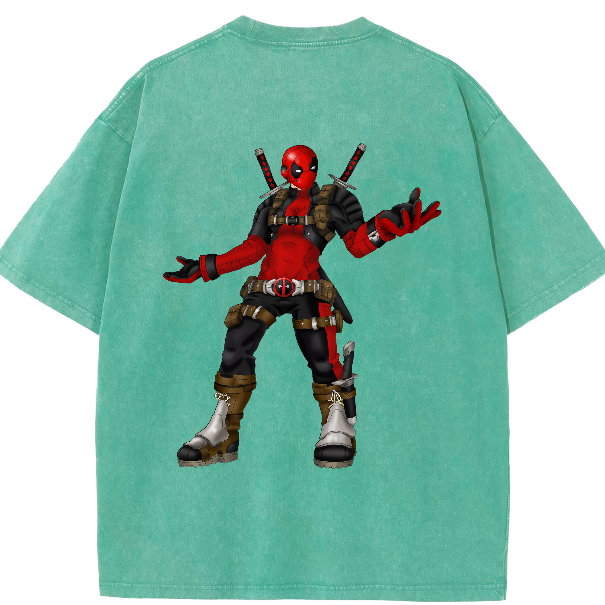 （画像用） Deadpool デッドプール 綿100% ヴィンテージ風 半袖Tシャツ（背面プリント）
